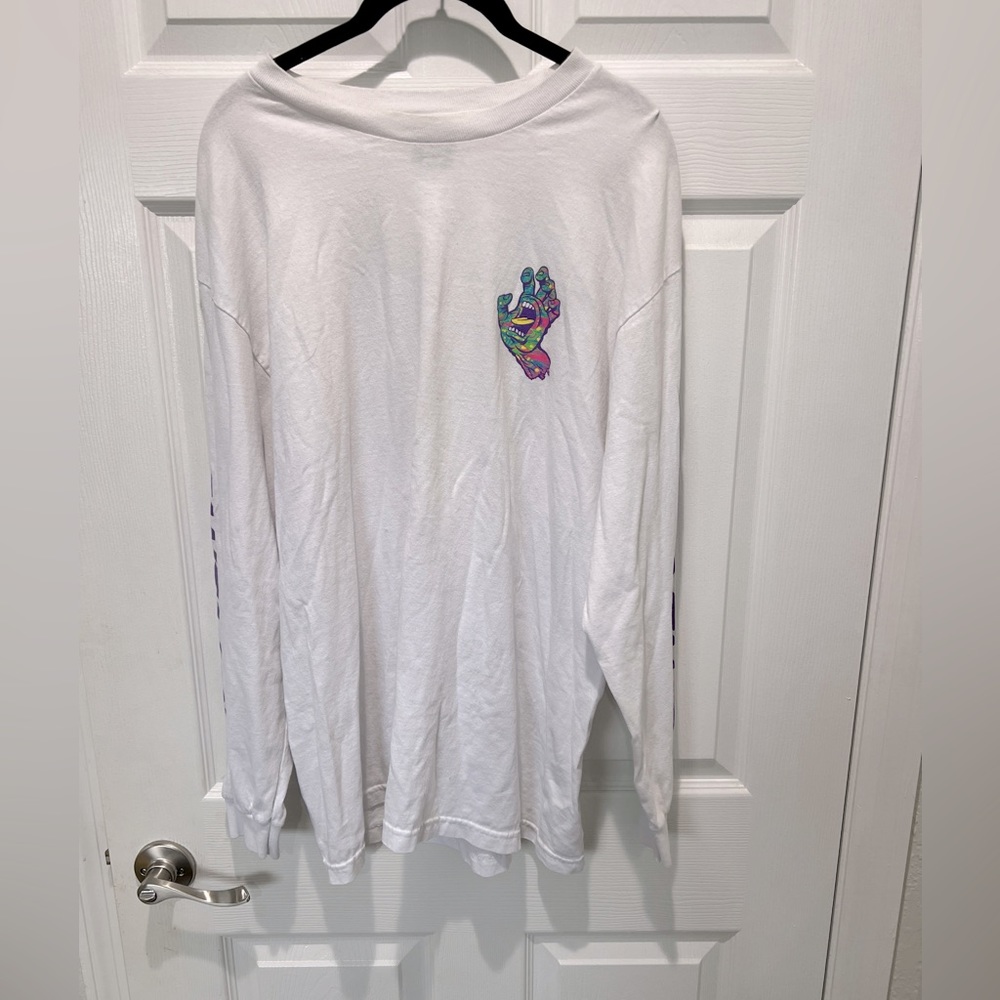 Santa Cruz Skateboards White Graphic Long Sleeve Tee